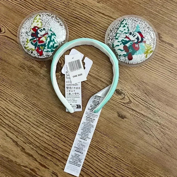 Disney Parks Mickey and Minnie Festive Snow  Globe Ears Headband - Picture 4 of 12